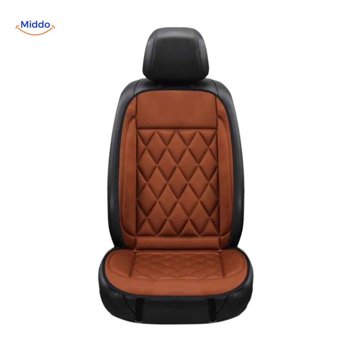 12V heated seat cushion featuring raw leather texture with diamond quilted pattern for durability.