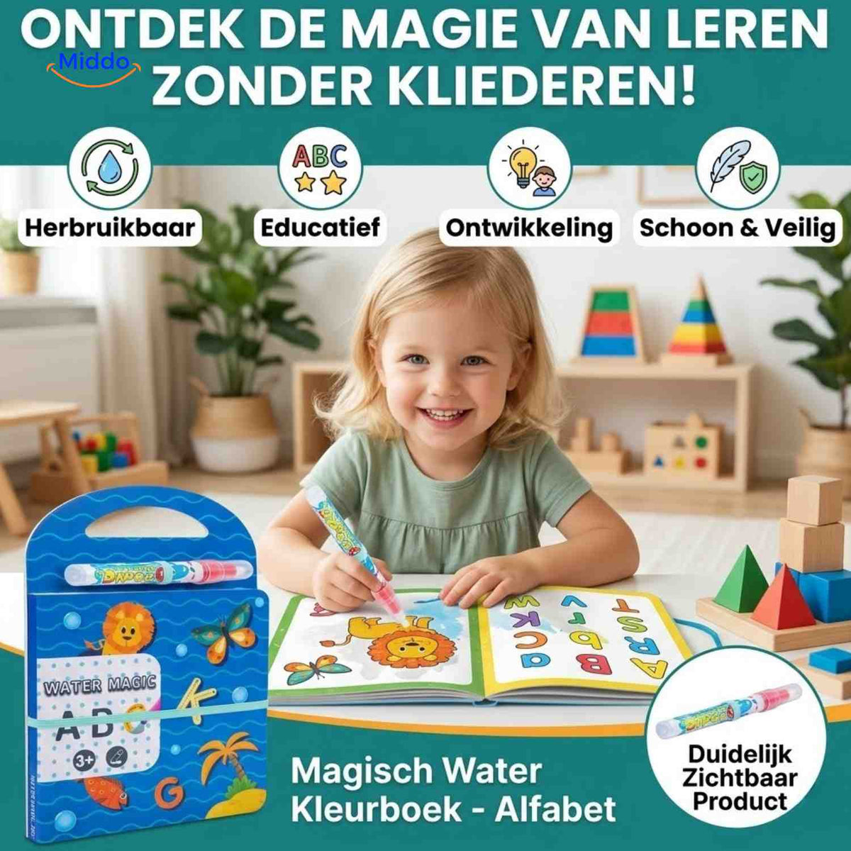 AquaDraw educational alphabet water coloring book for kids
