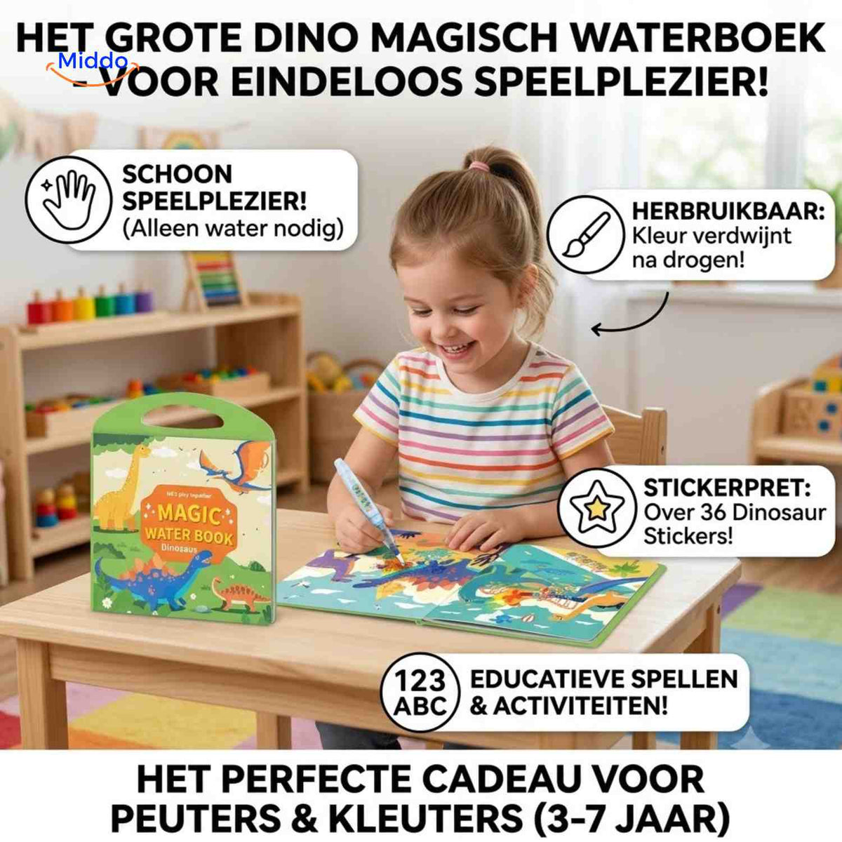 AquaDraw educational dinosaur water coloring book toy