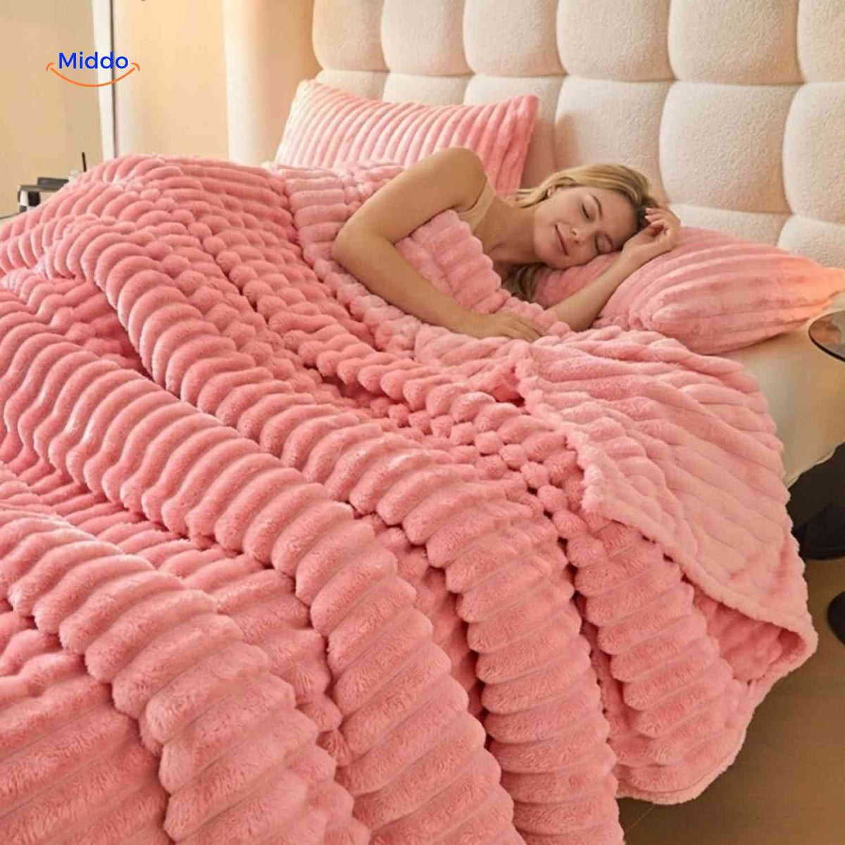 Fluffina cozy plush ribbed blanket