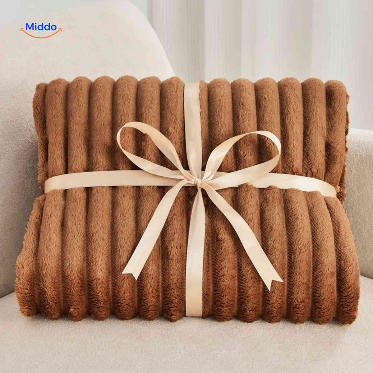 Fluffina warm brown plush blanket