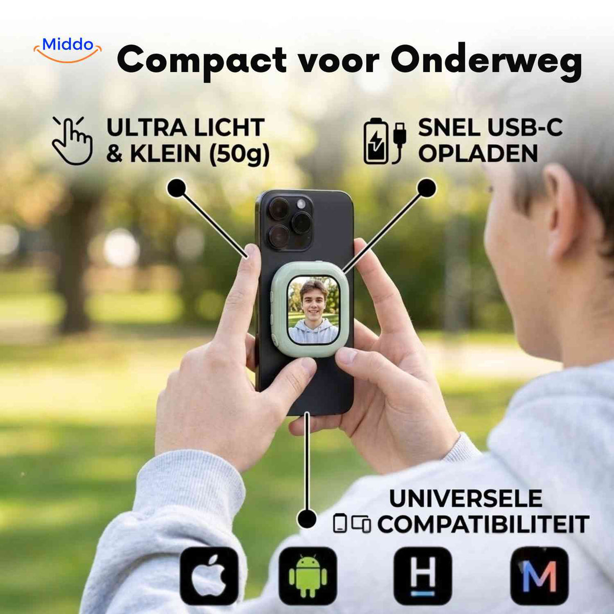 SnapView compact lightweight USB-C selfie monitor
