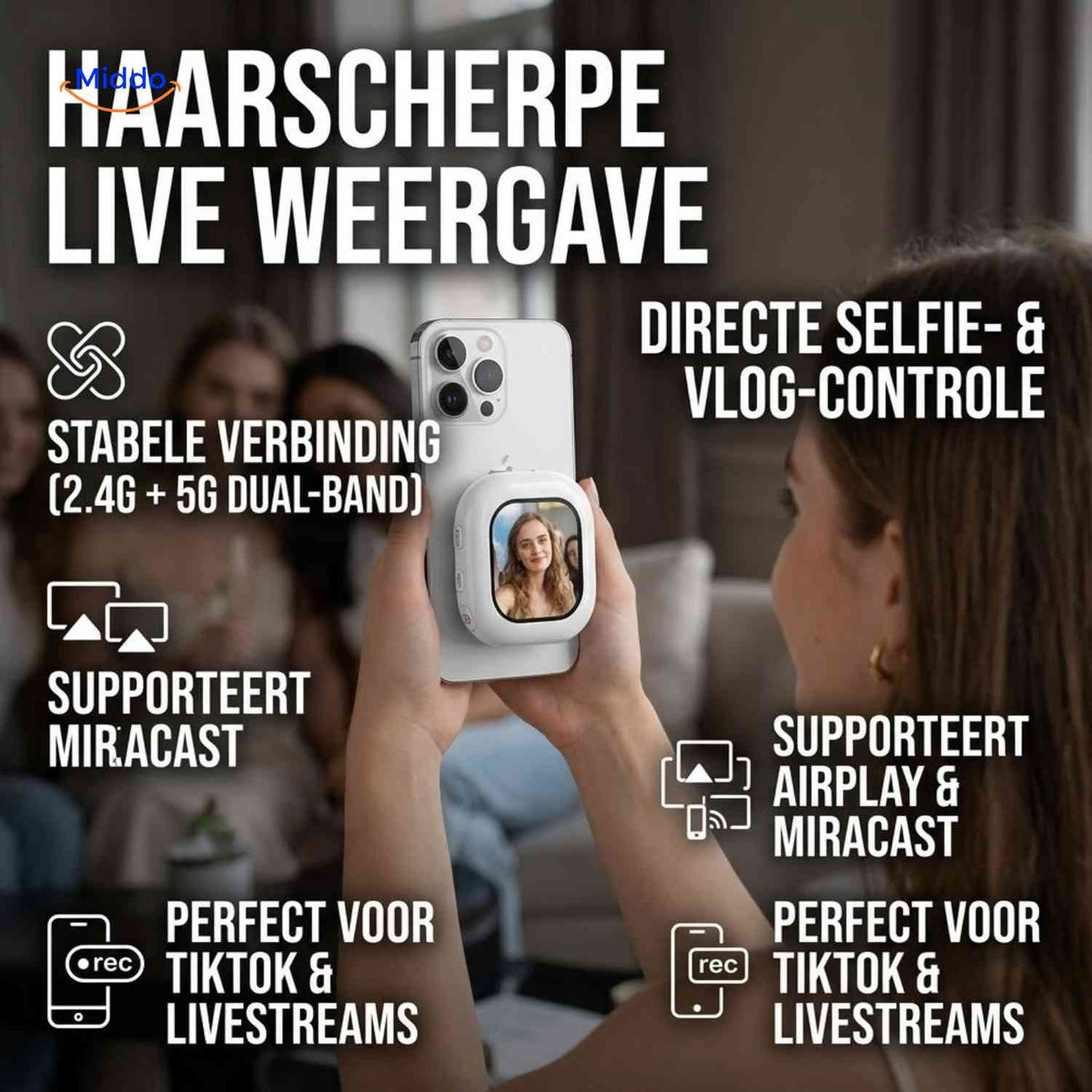 SnapView sharp live display for a TikTok livestream