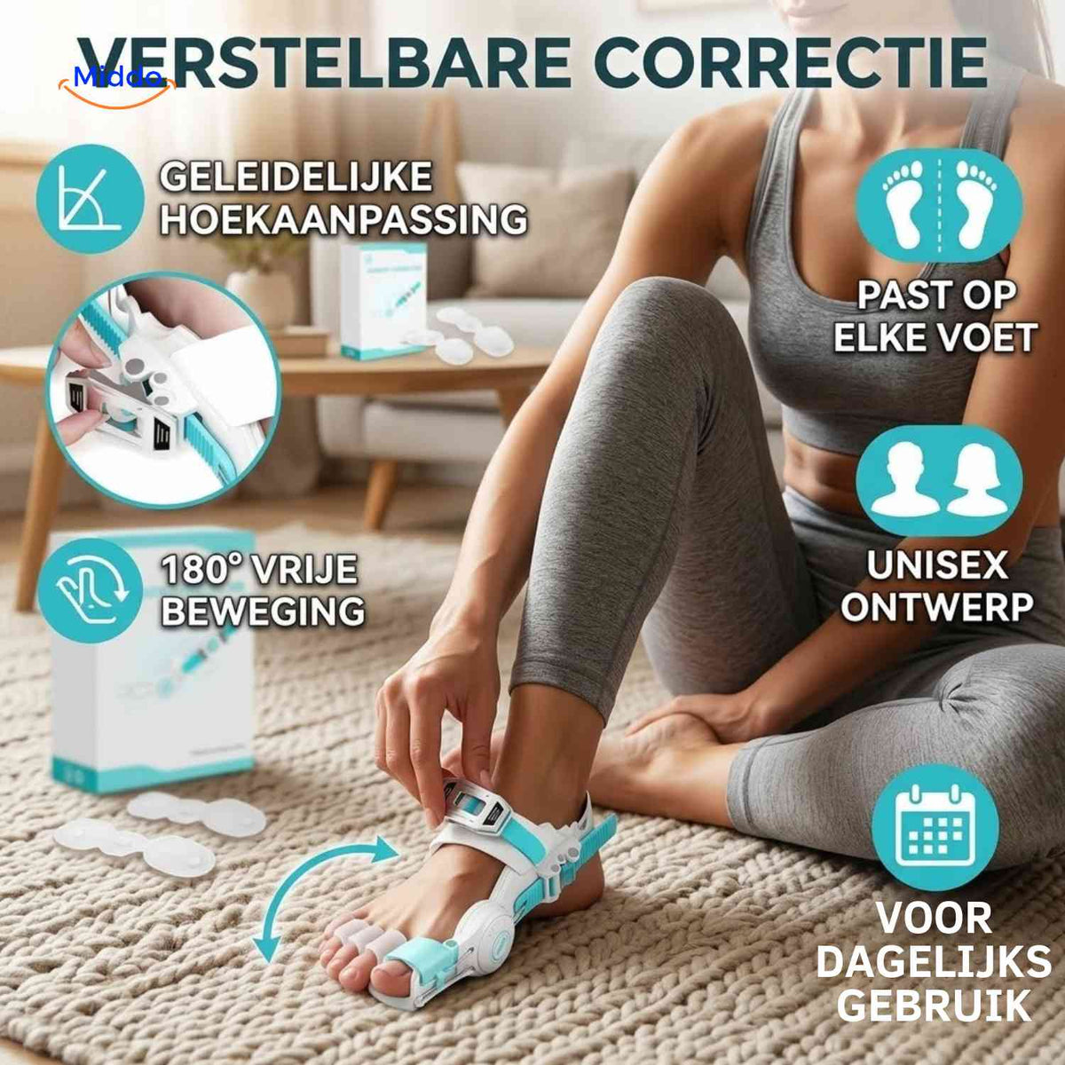 ToeRelief adjustable brace for hallux valgus support