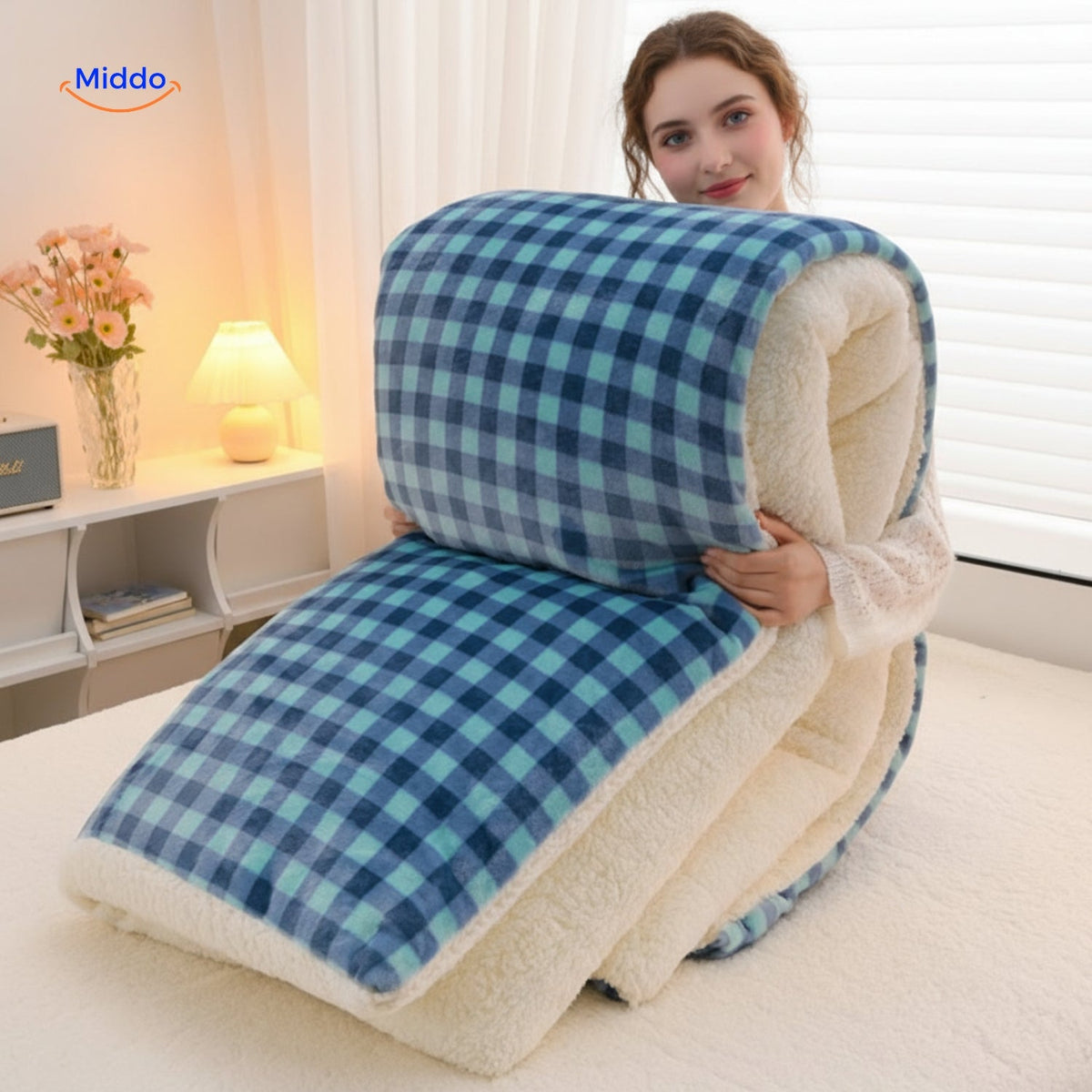 Warmora thick throw with sherpa lining for extra comfort
