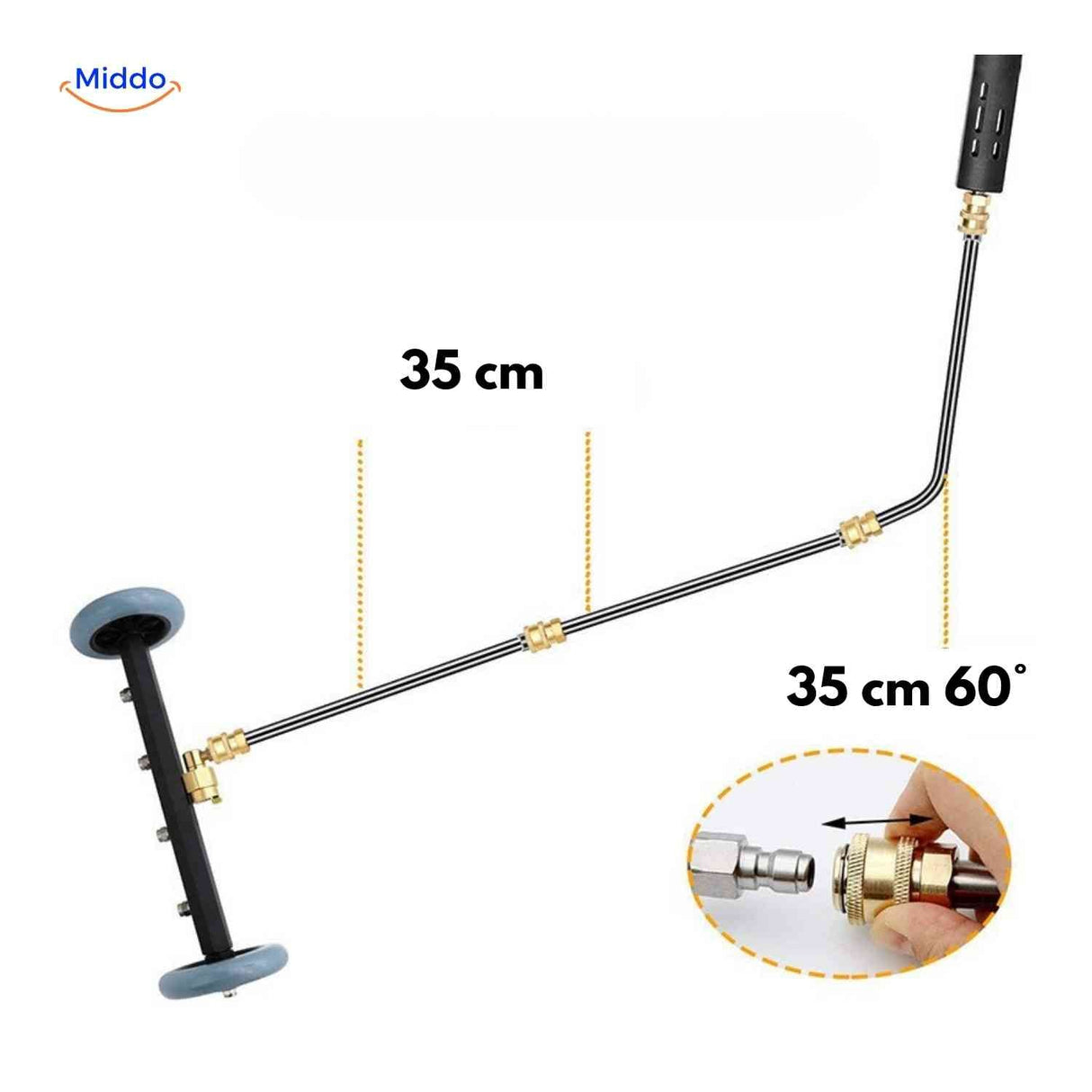 14-inch adjustable hose allows flexible positioning for hard-to-reach areas.