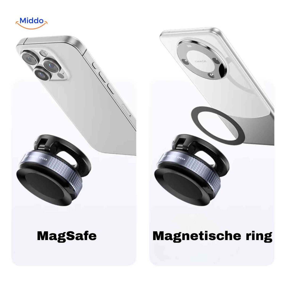 Close-up of adjustable vacuum base with locking dial knob on the foldable magnetic phone holder