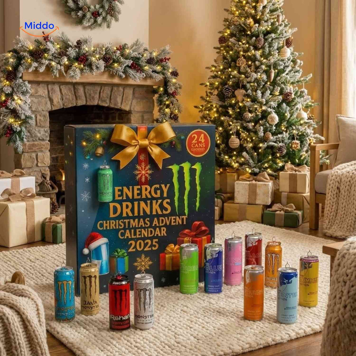 Energibox advent calendar as festive living room decoration for the holidays.