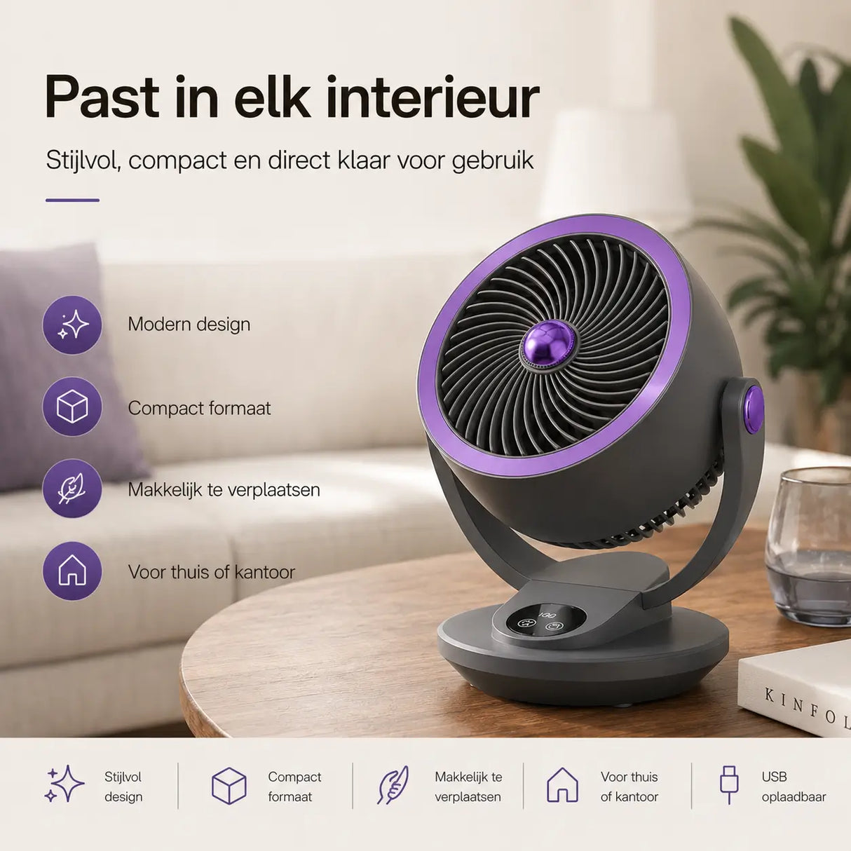 Sleek, modern airstream fan that fits any interior decor.