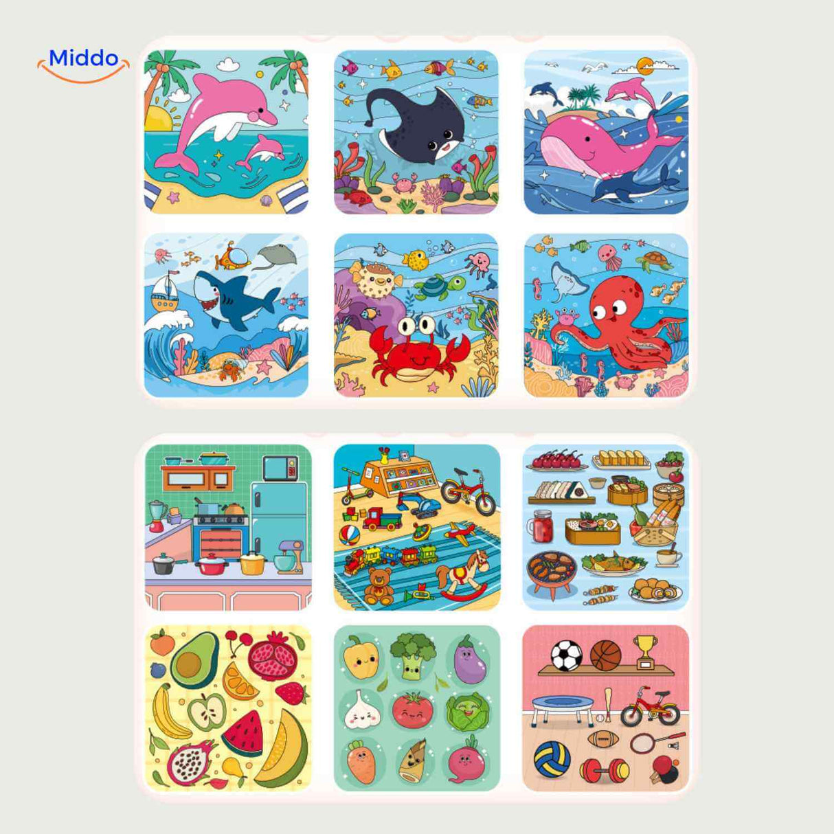 Magical water coloring book with animals that appear when water is applied.