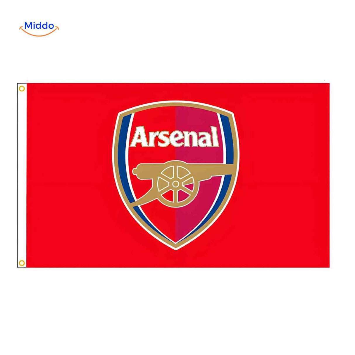 Arsenal football club flag for supporters featuring the London club logo.