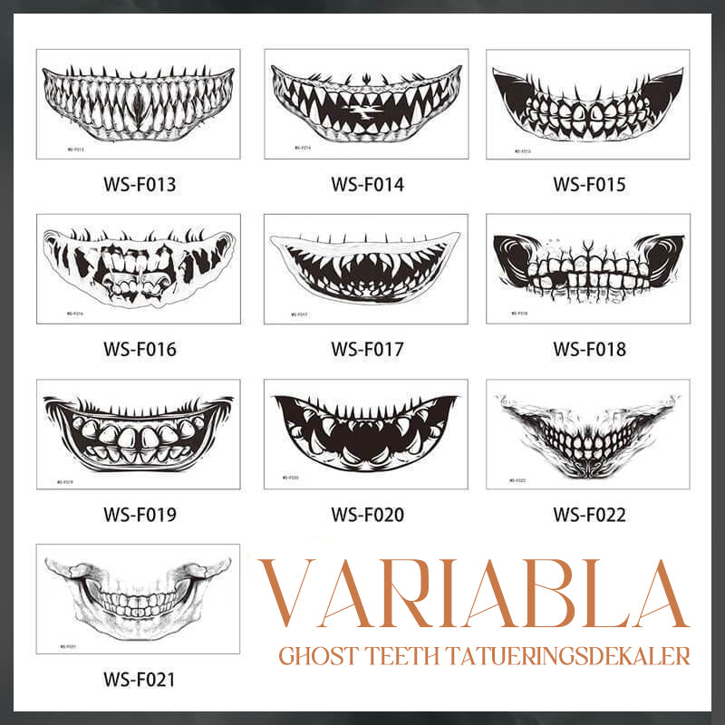 Assorted Halloween temporary tattoo designs pack featuring various horror effects.