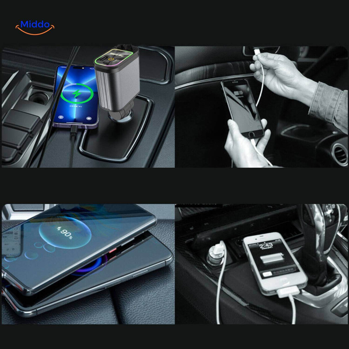 AutoCharge 120W with USB charging cable connected in vehicle
