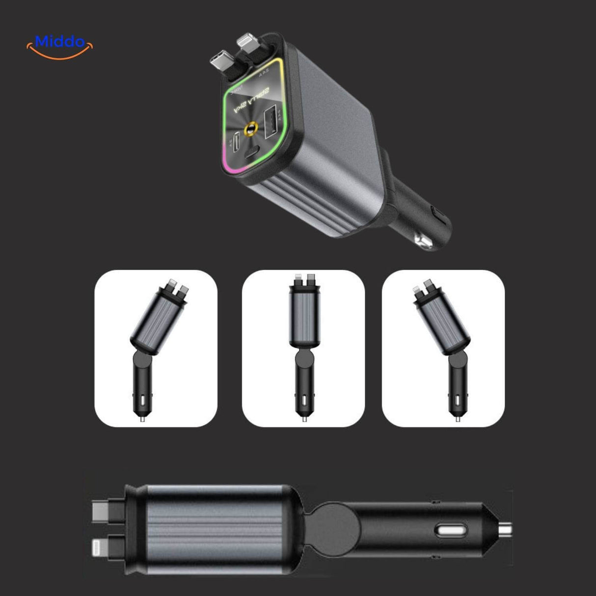 AutoCharge 120W triangular charging ports with rotating functionality