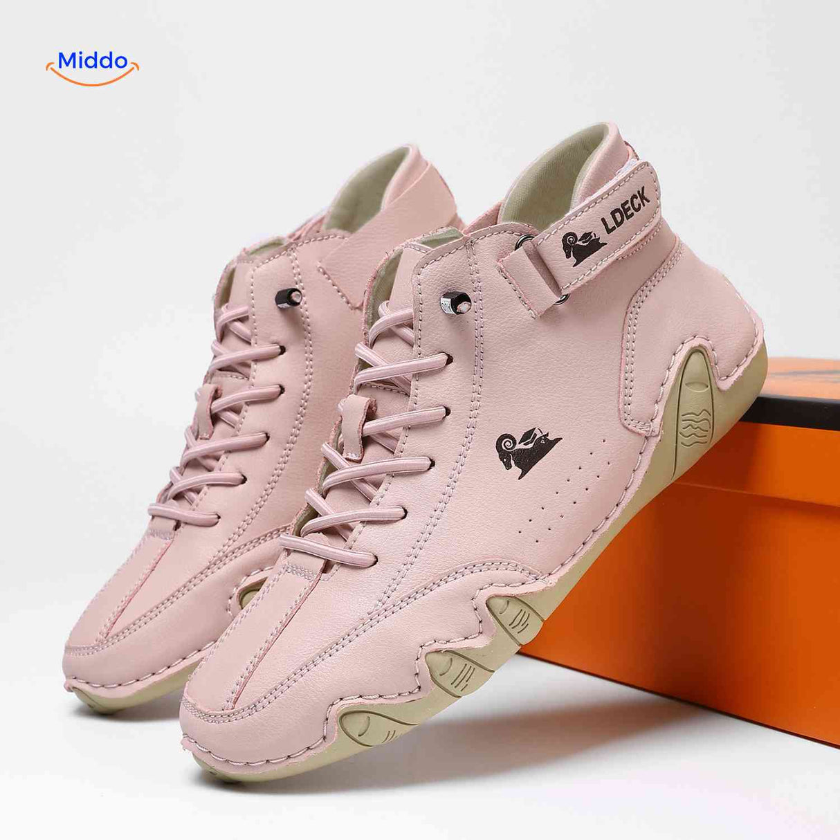 Trendy pink leather barefoot shoes with wide toe box