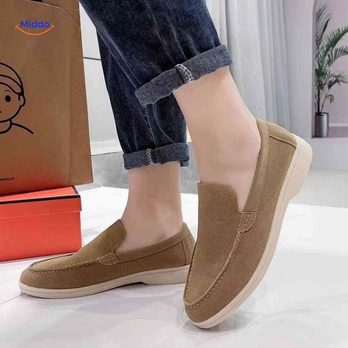 Sand suede Beckwin loafers men's comfort fashion style.