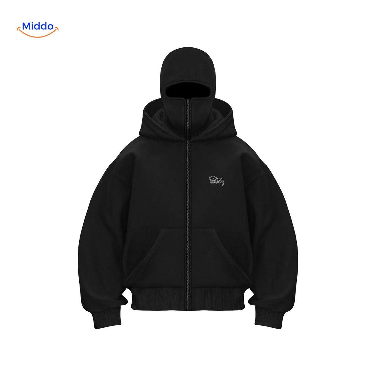Black unisex hoodie with AutumnBliss logo and double-hood design.