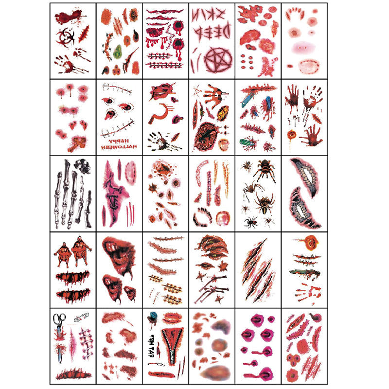 Bloody and scary Halloween temporary tattoo with shadowing for realism.