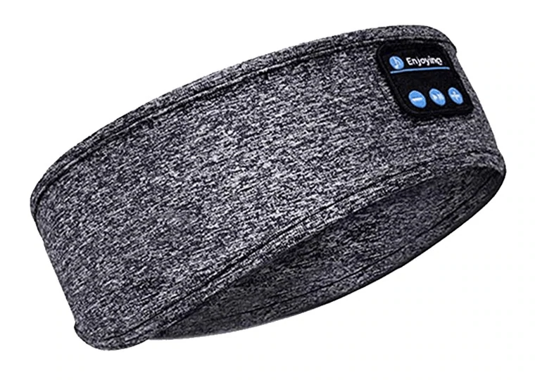 Grey bluetooth sleep headband delivering high-quality audio during sleep.
