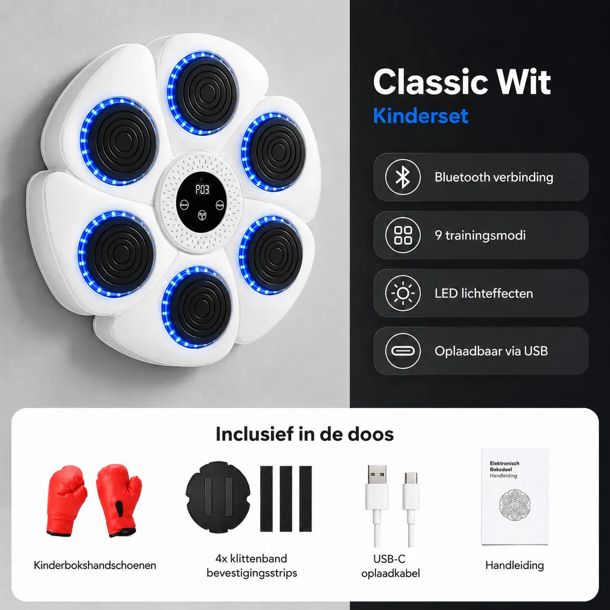 BoxPro classic white boxing set perfect for children's fitness workouts