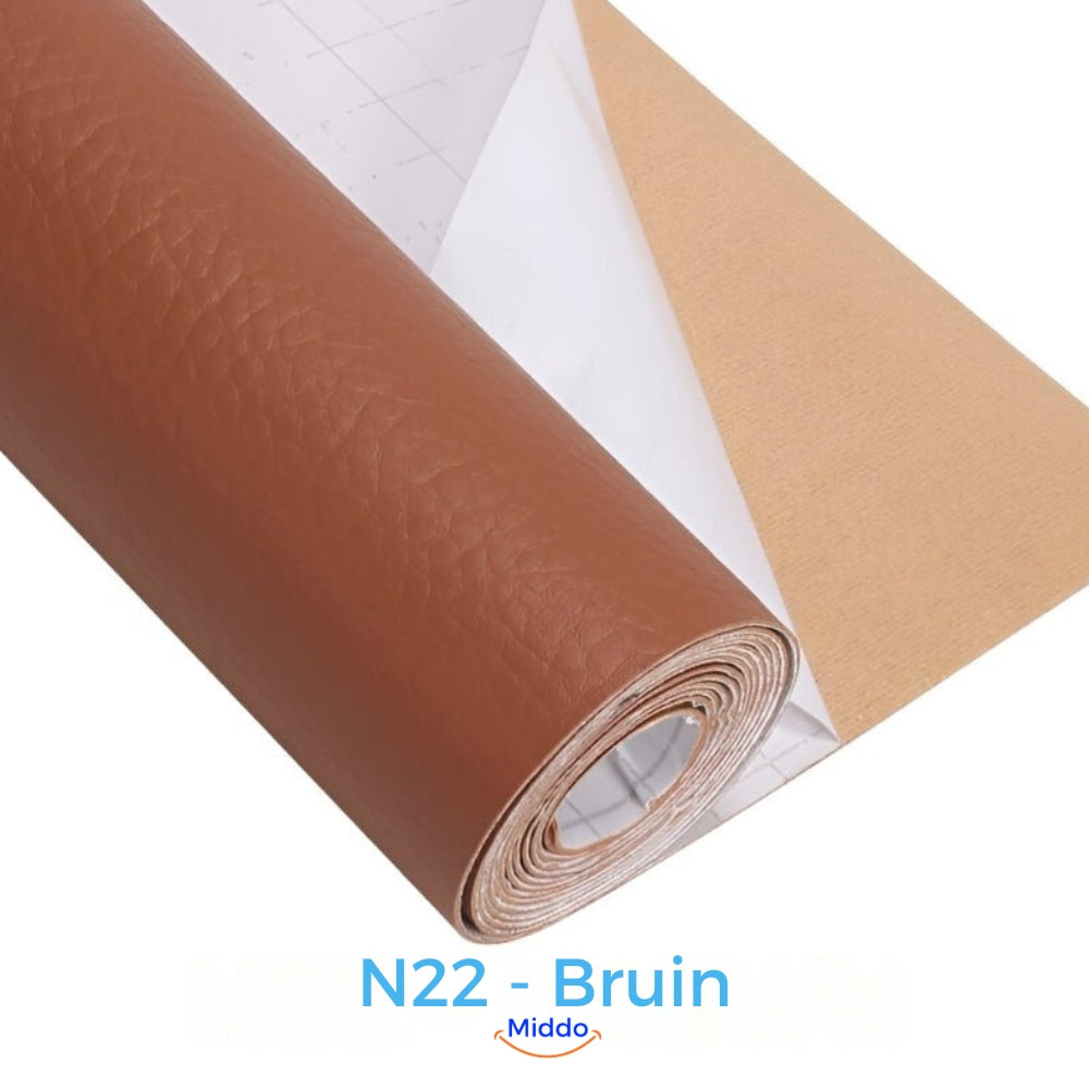 Brown leather repair patch for classic brown furniture damage restoration.