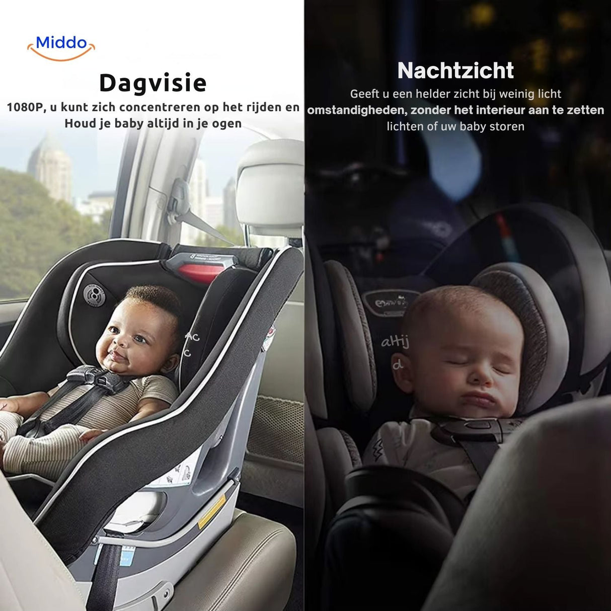 Baby monitor with day and night vision infrared capability for clear viewing.
