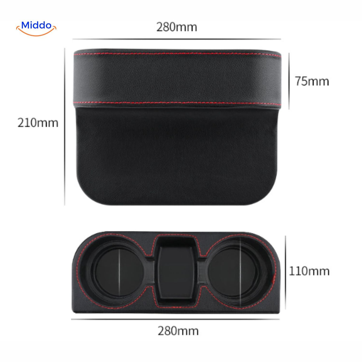 SpaceMate dimensions and measurements for car seat organizer sizing.