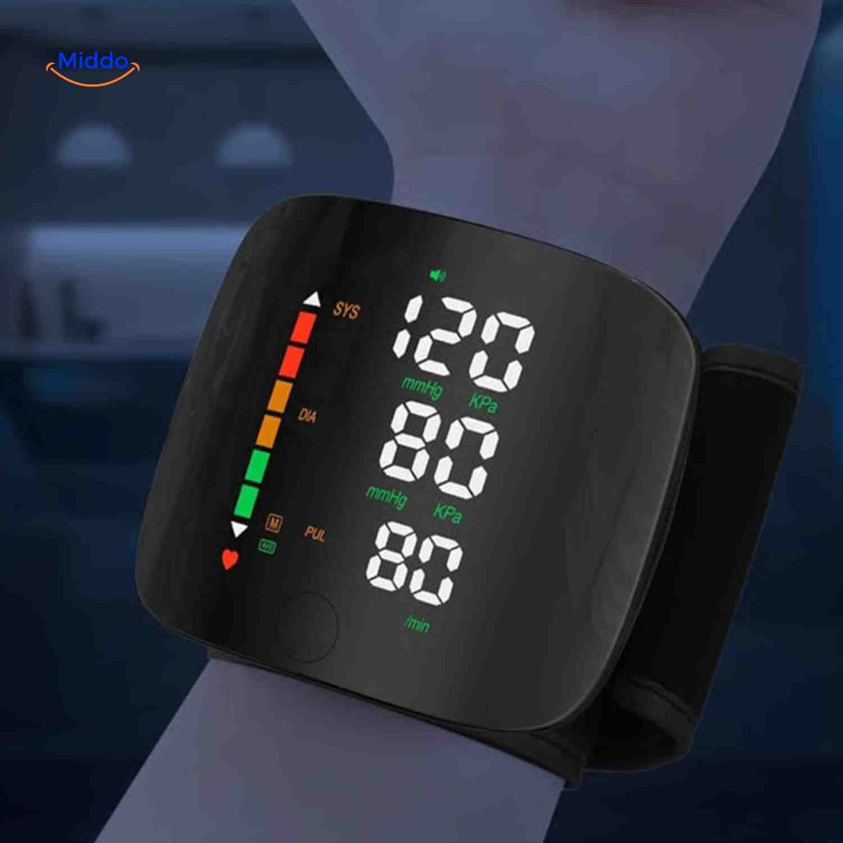Cardiowrist wrist monitor featuring large LED screen for easy reading