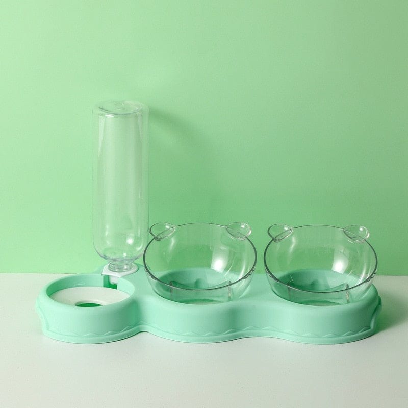 TripleFeeder cat feeding tray in green color option.