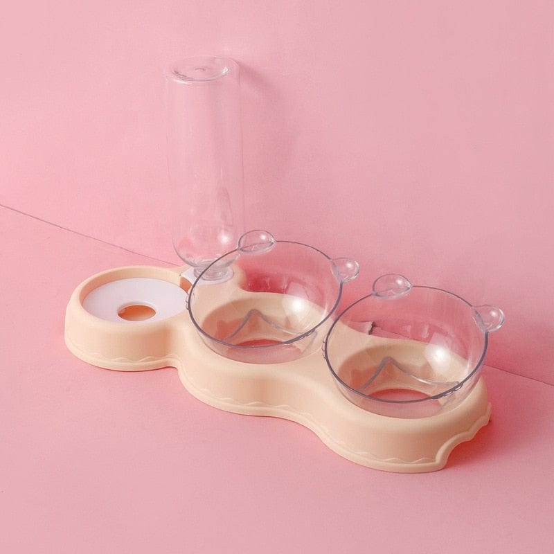 TripleFeeder cat feeding tray in pink color option.