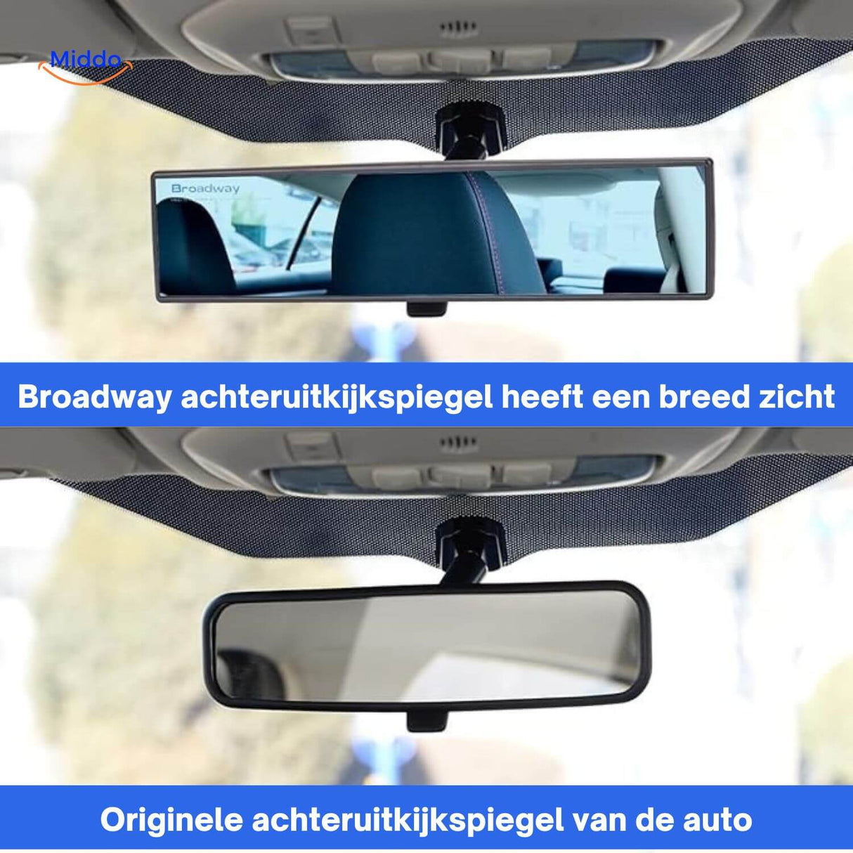 ClearView mirror providing enhanced visibility of the vehicle rear and blind areas.