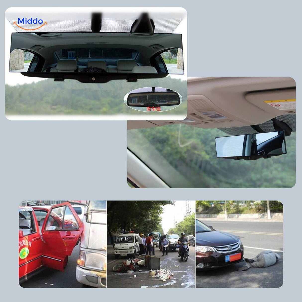 Wide-view rearview mirror enhancing vehicle safety with expanded rear visibility.