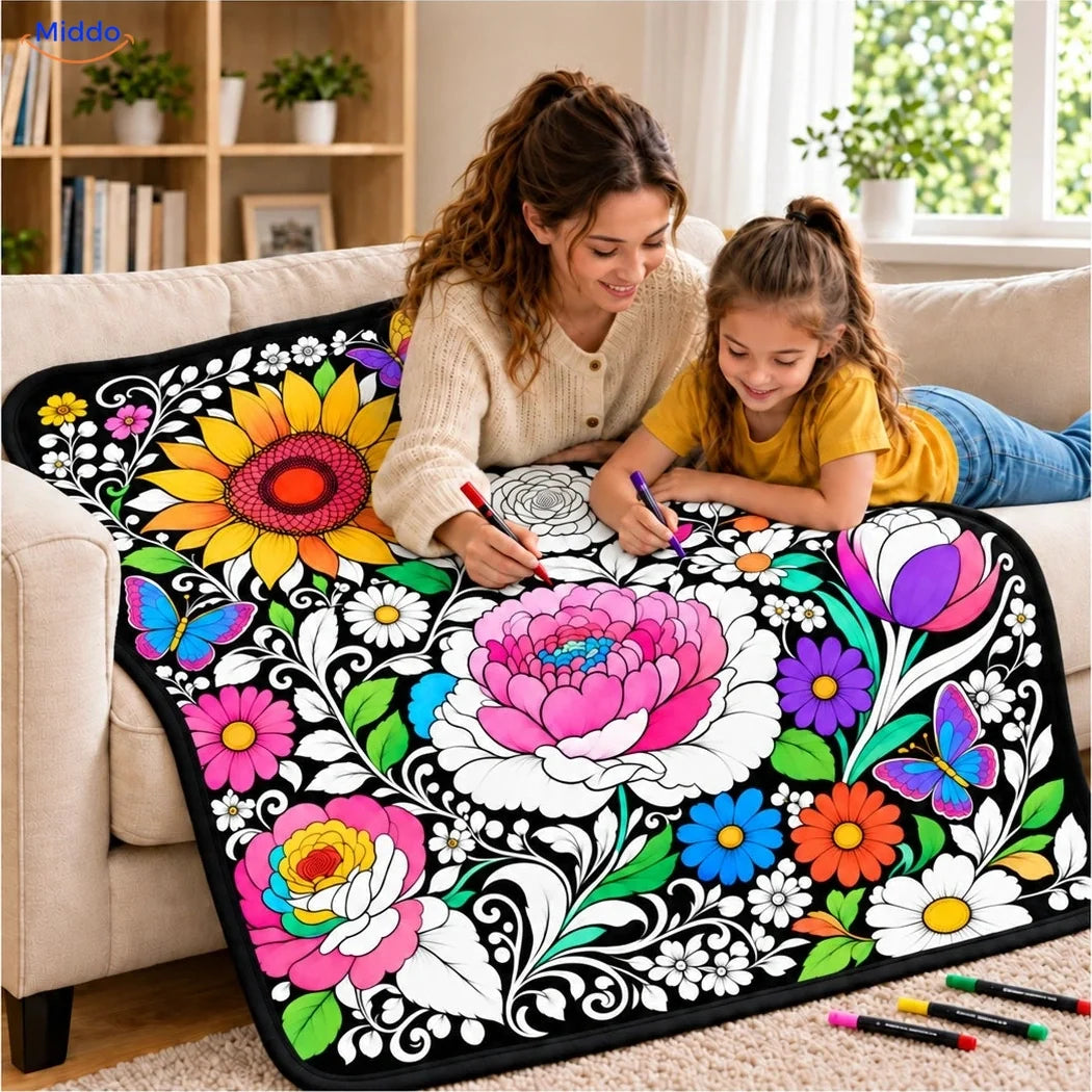 ColorFlow coloring blanket - Floral Delight