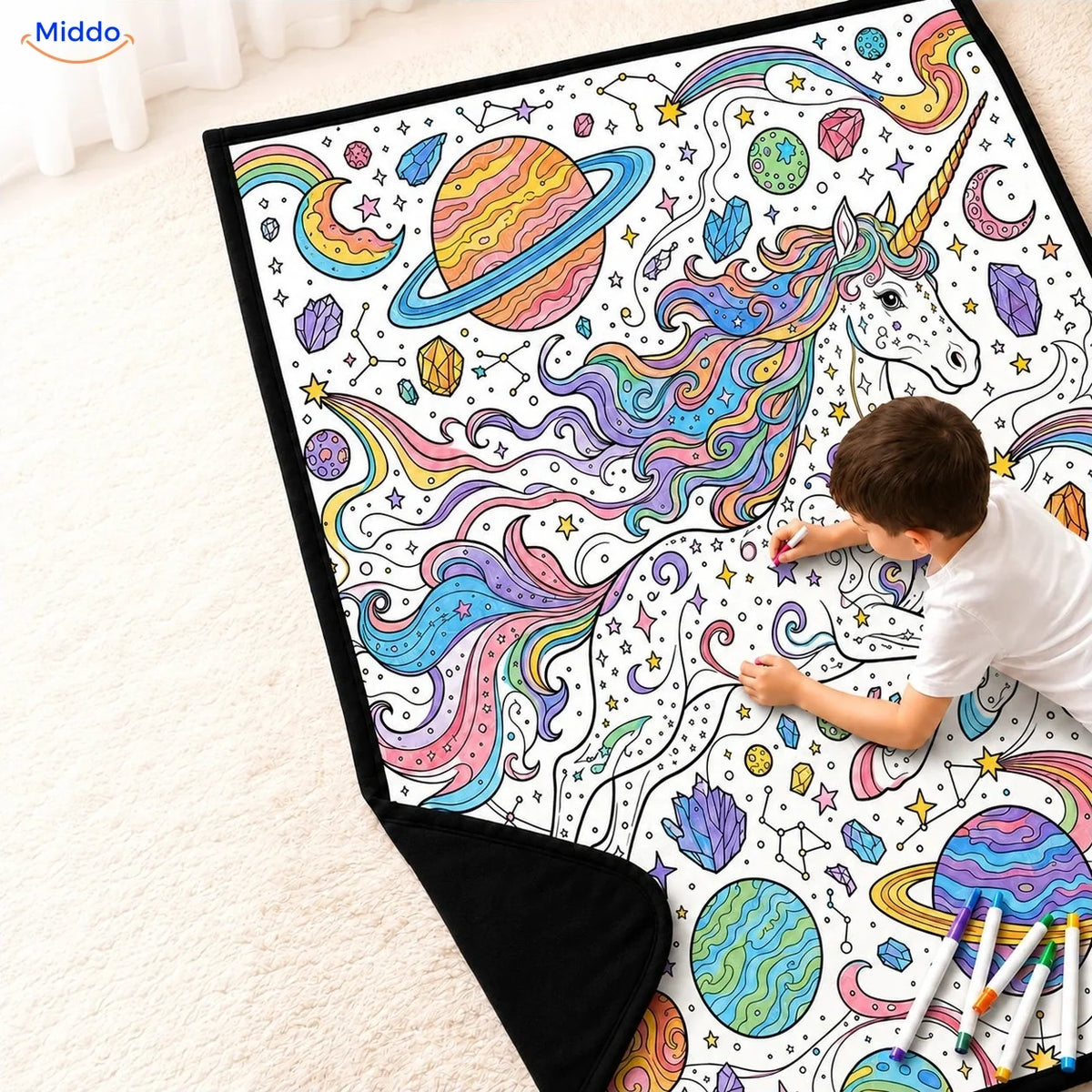 ColorFlow coloring blanket - Unicorn and Planets