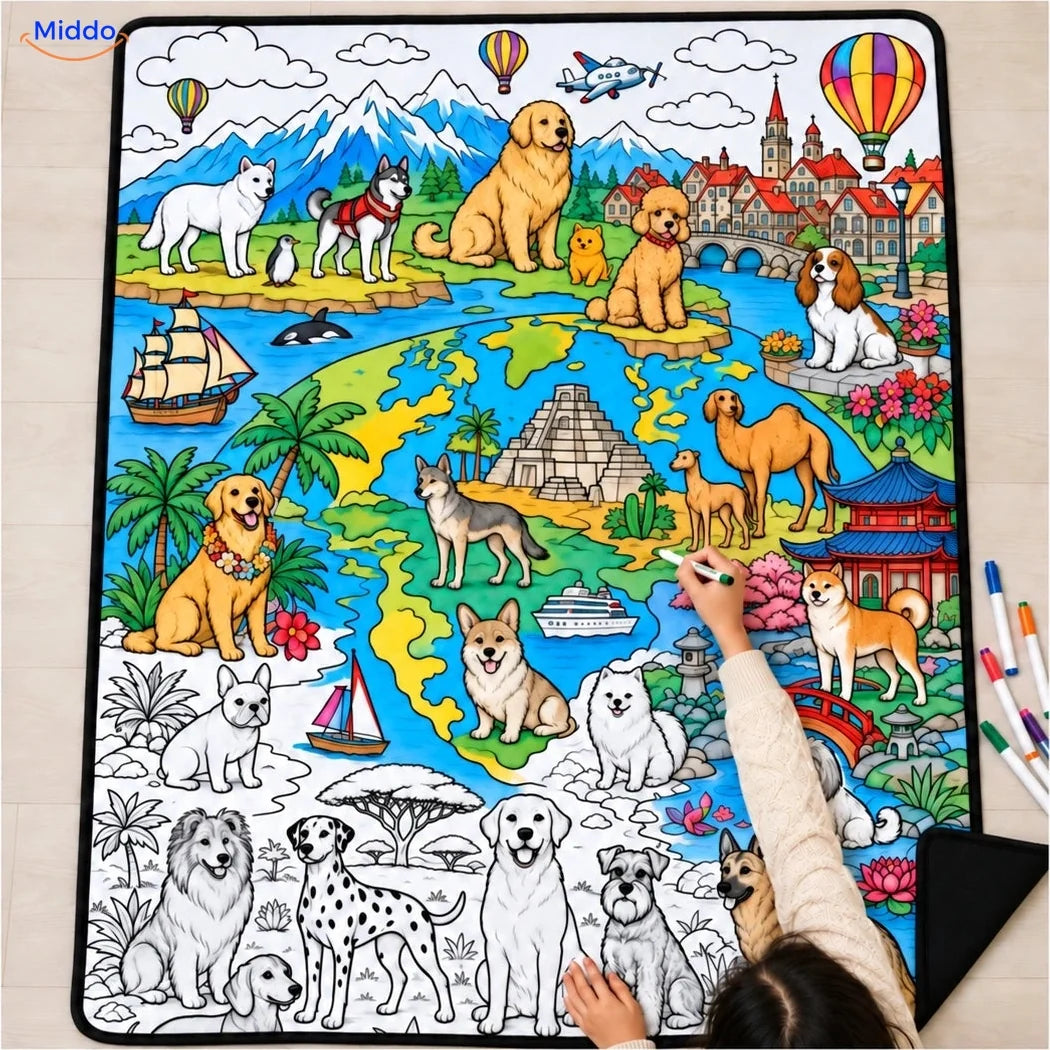 ColorFlow coloring blanket - Dogs Around the World