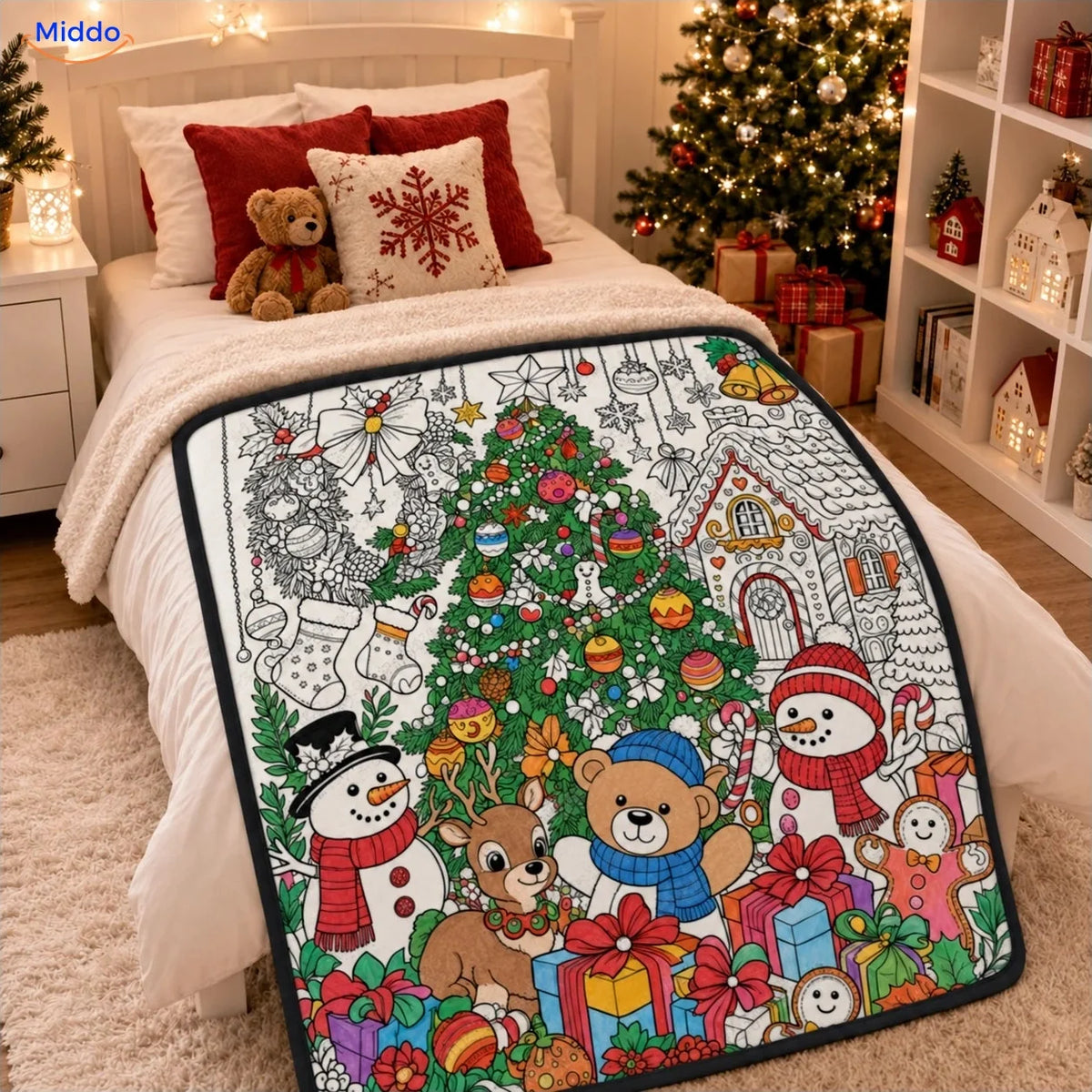 ColorFlow coloring blanket - Christmas Tree and Snowmen