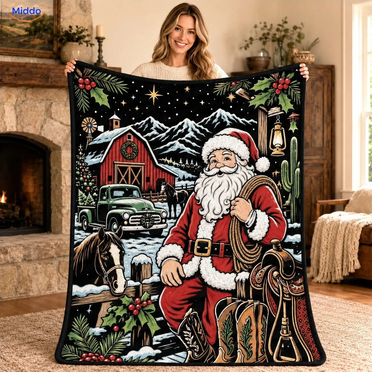 ColorFlow coloring blanket - Cowboy Santa