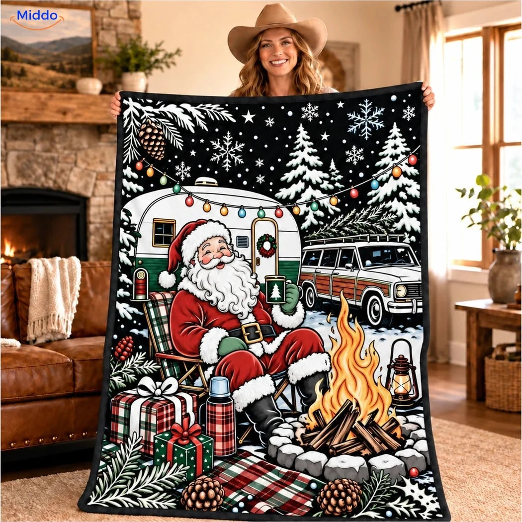 ColorFlow coloring blanket - Santa by the Camper