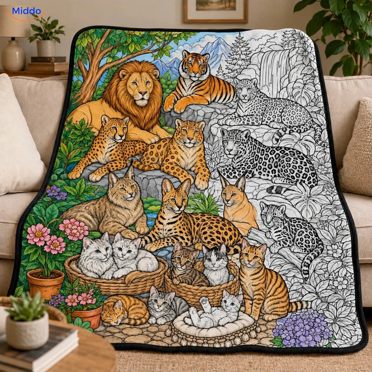 ColorFlow coloring blanket - Wild Cats and Kittens