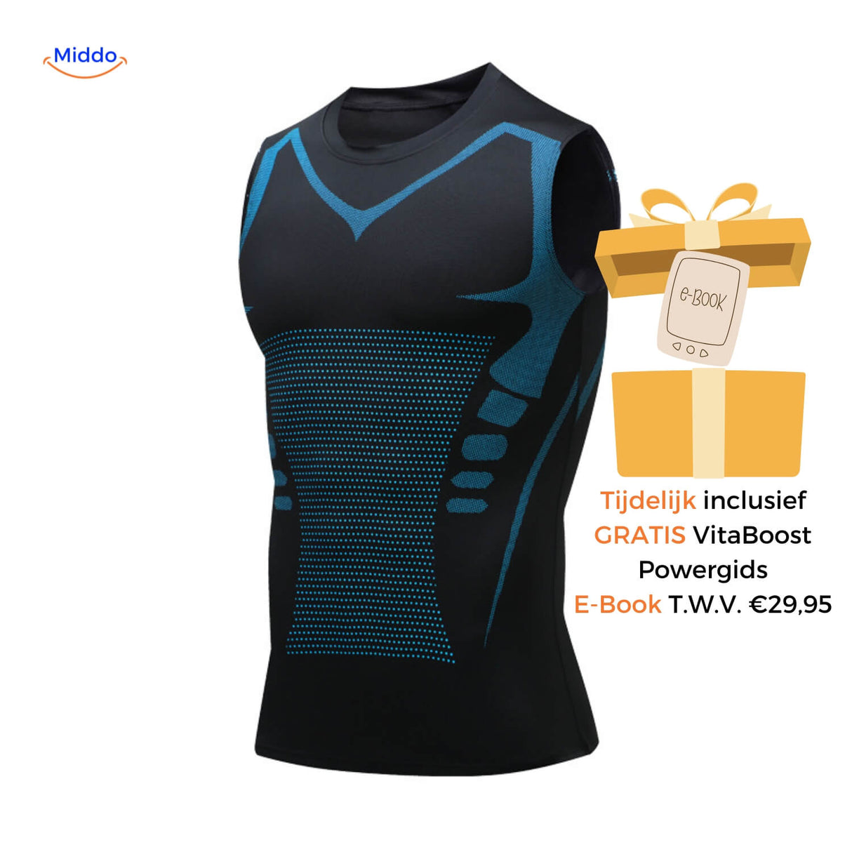 PowerVest compression vest in black-blue color combination for modern style.