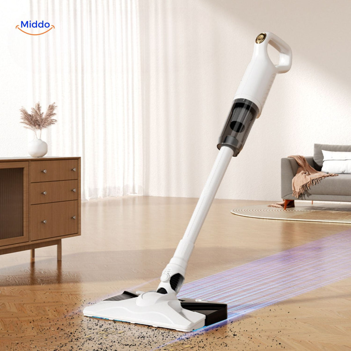 MopVac Pro cordless vacuum for floors and furniture with rapid charging.