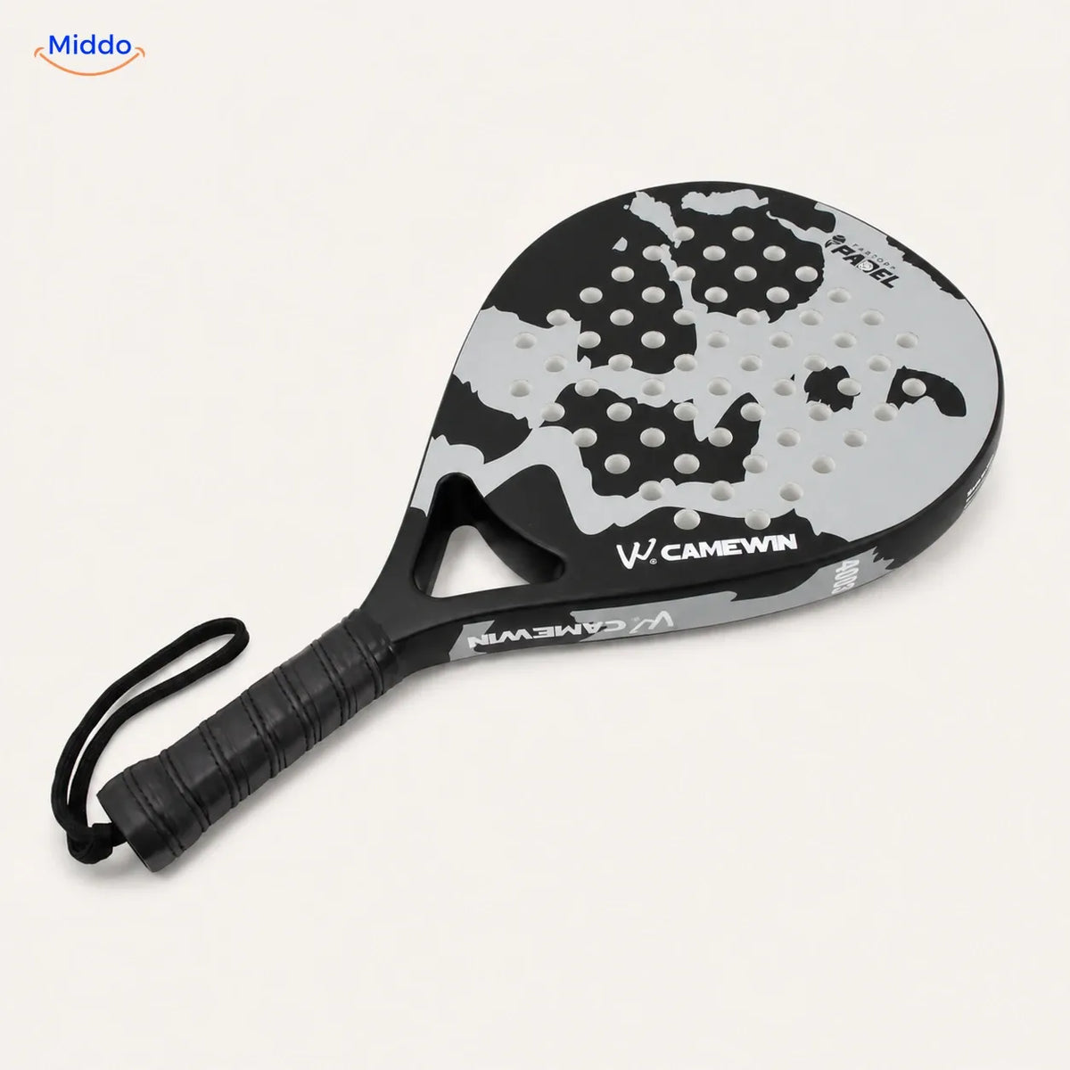 CourtMatch™ carbon padel racket, 4003 Teardrop | Gray, premium studio packshot