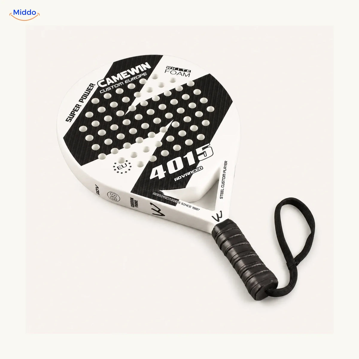 CourtMatch™ carbon padel racket, 4015 Advanced | White, premium studio packshot