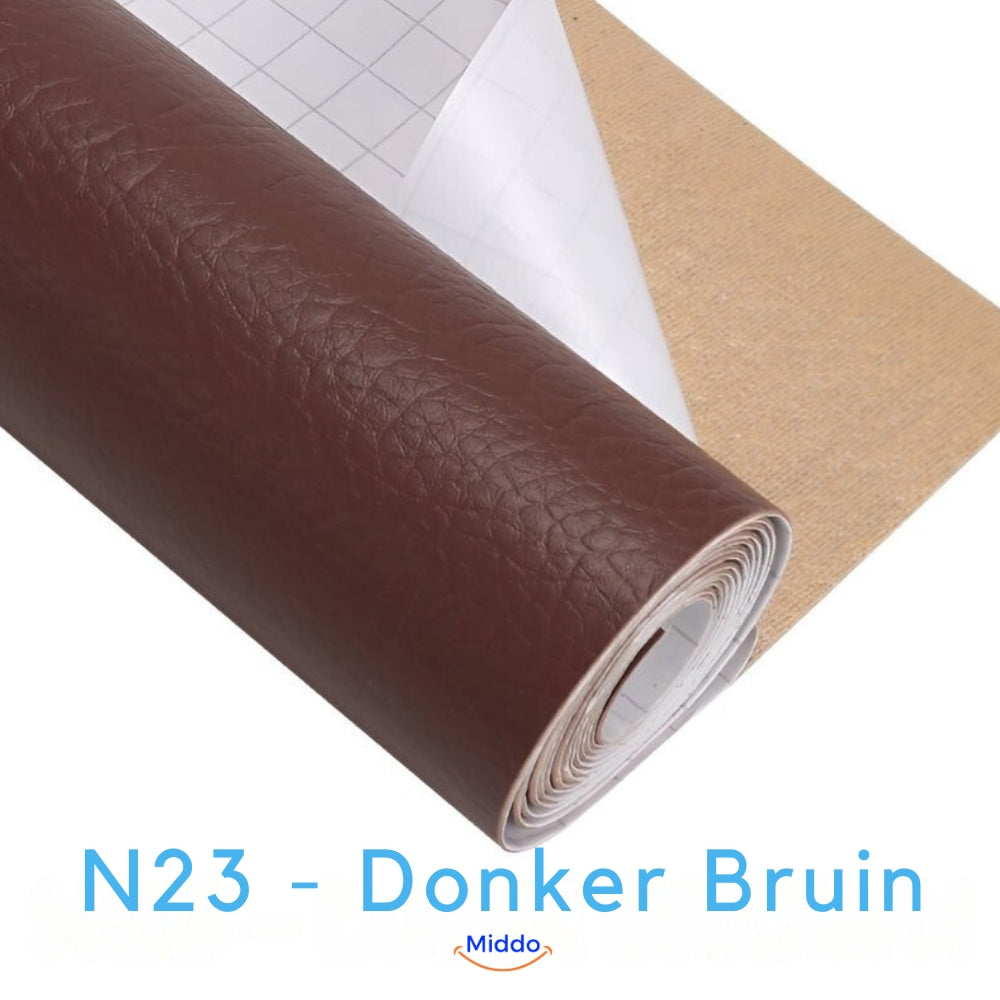 Dark brown self-adhesive leather patch for deep-toned furniture repair.