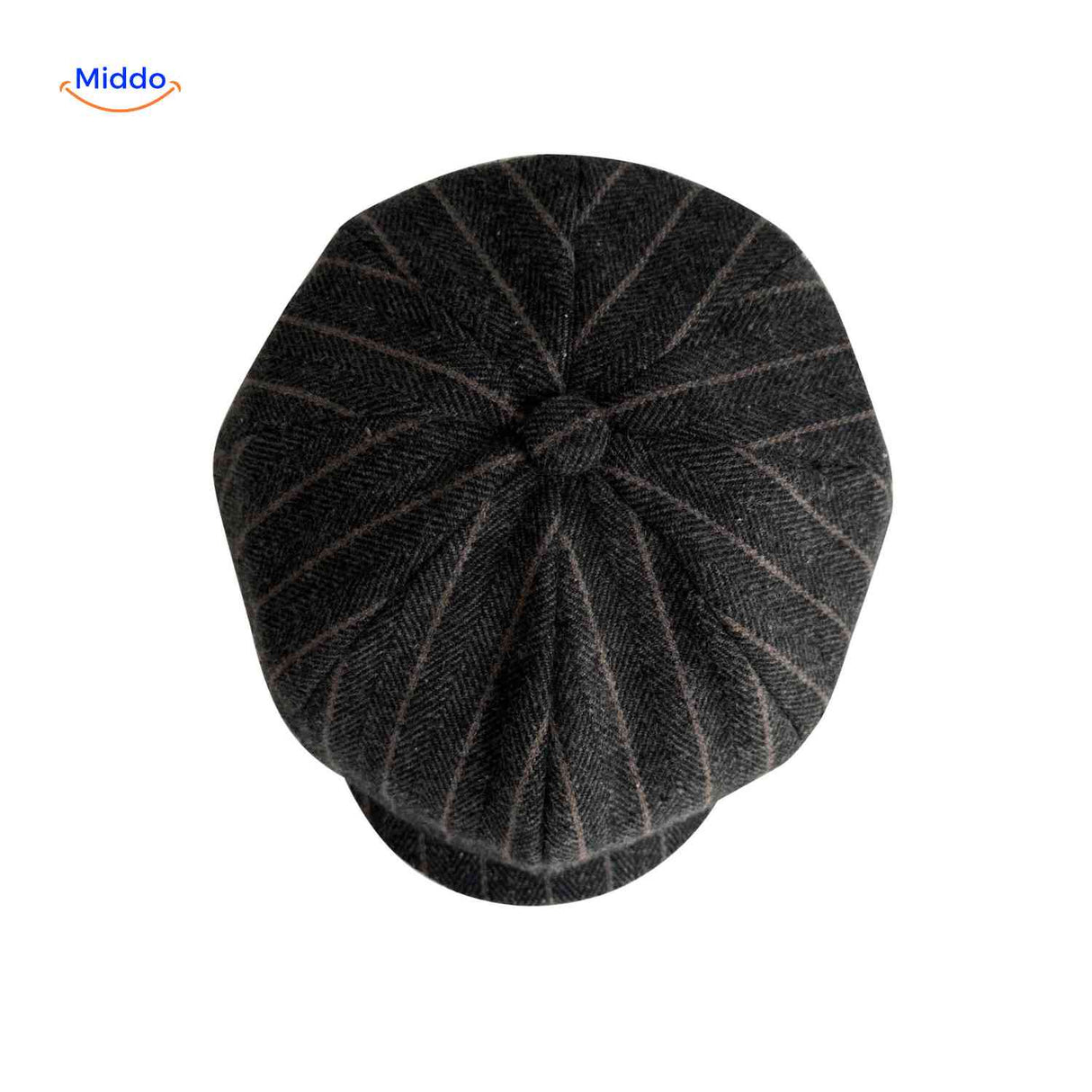Dark gray striped wool newsboy cap with vintage all-season fit.