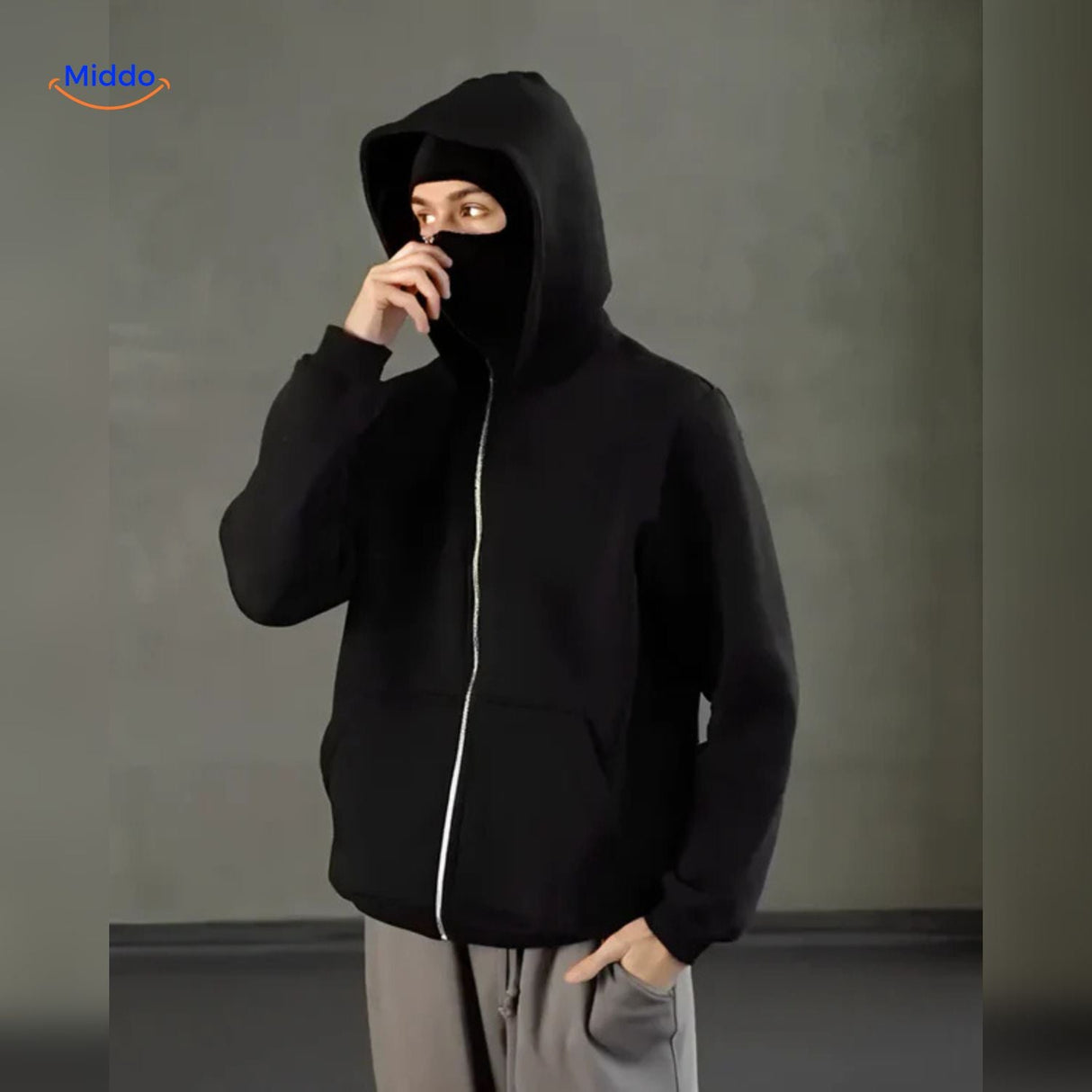 Dark grey unisex hoodie styled for versatile everyday style.