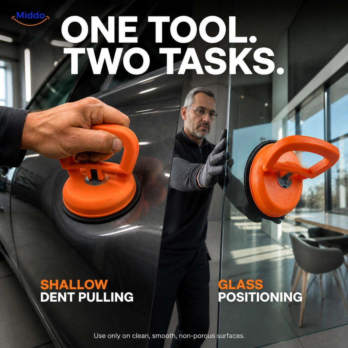 DentGrip for shallow dent pulling and smooth glass positioning