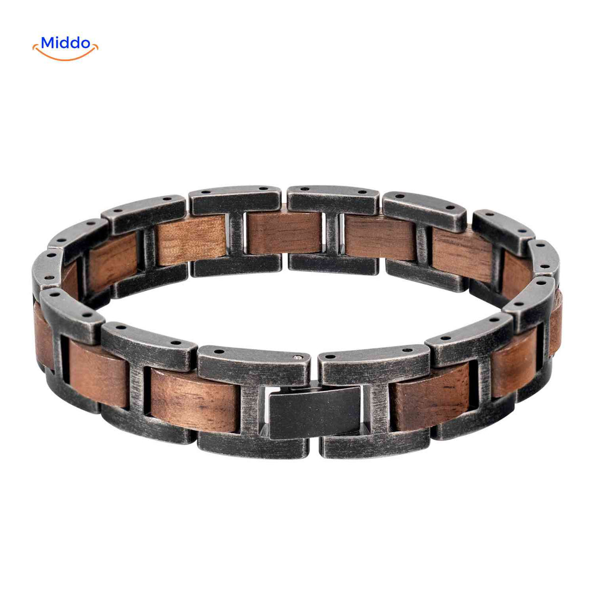 Detailed close-up of double wooden links showing quality craftsmanship.