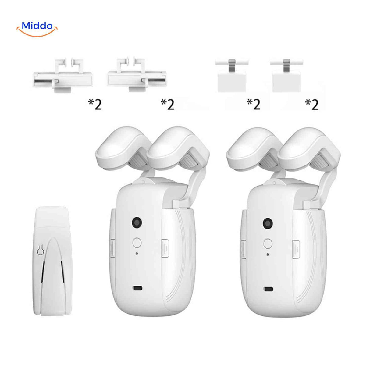 Dual motor set with touch-free remote and rail clips.