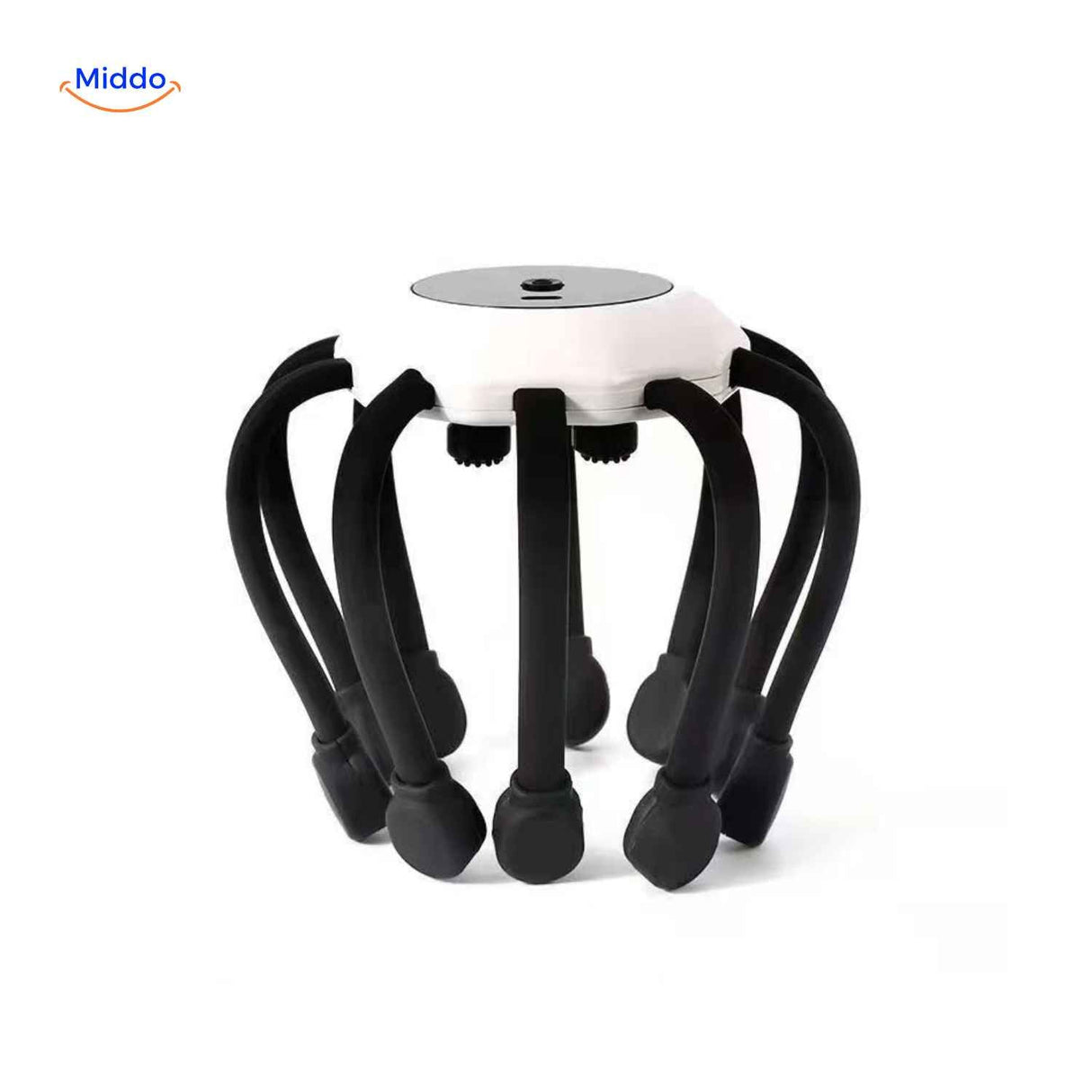 Portable electric head massager in black colorway shown from a flattering product angle